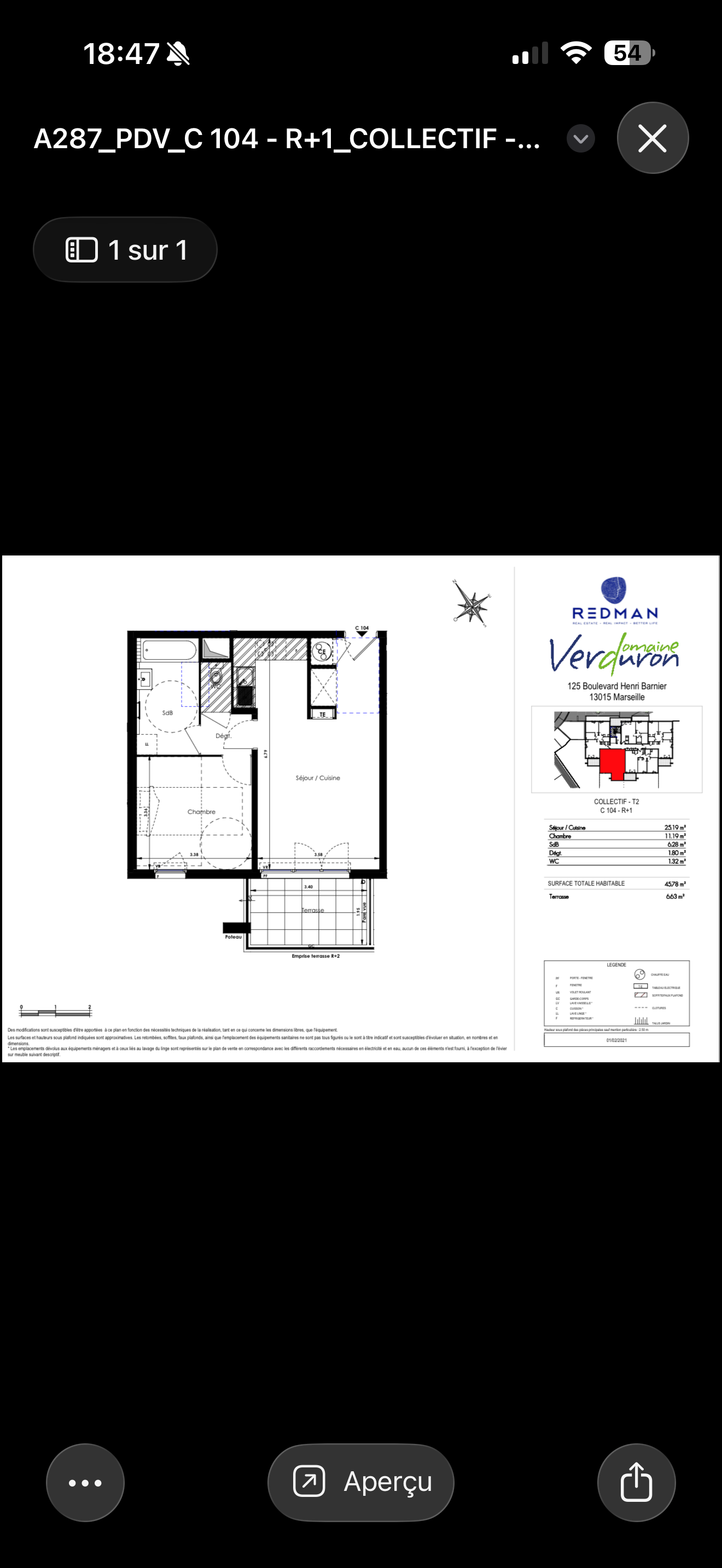 Appartement, meublé, 2 pièces, 46m² à Marseille (13015) — photo principale